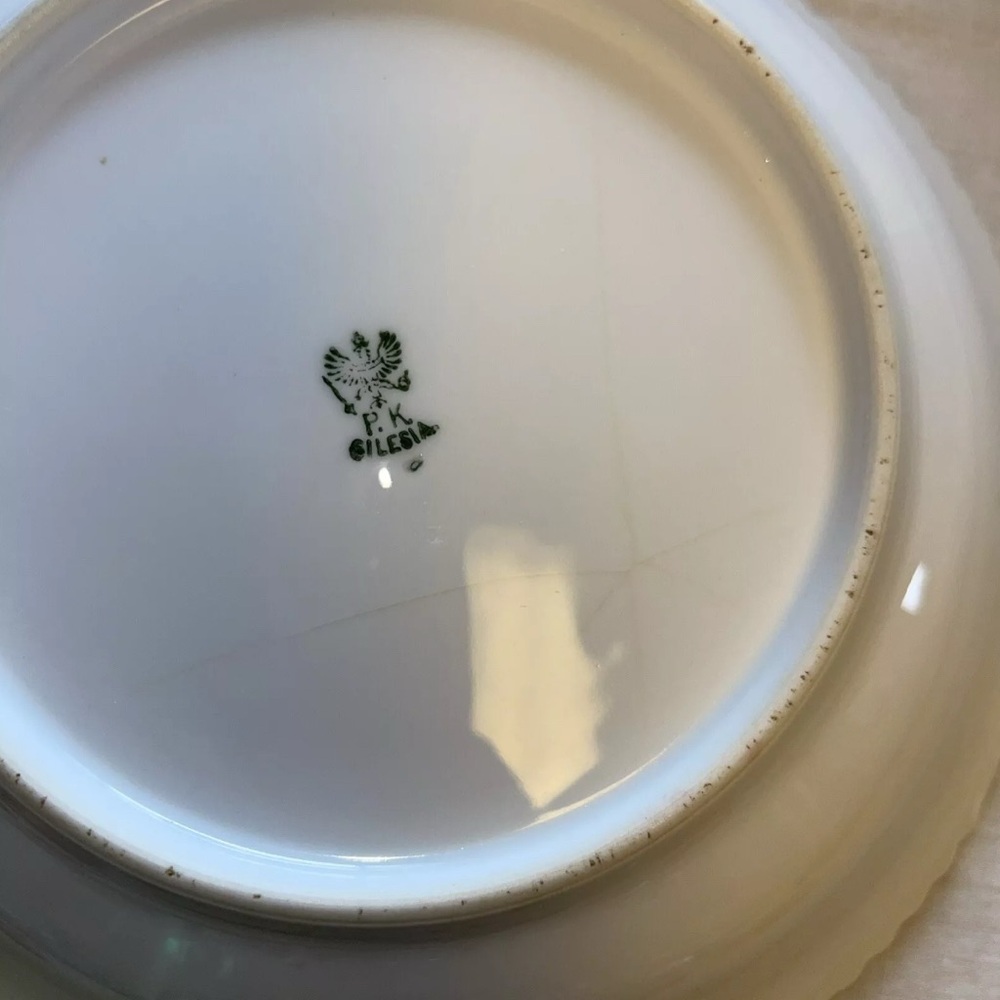 P.K. Porzellanfabrik Königszelt Silesia ~ Roses ~ Serving Bowl 1920's Tent Mark - Picture 6 of 6